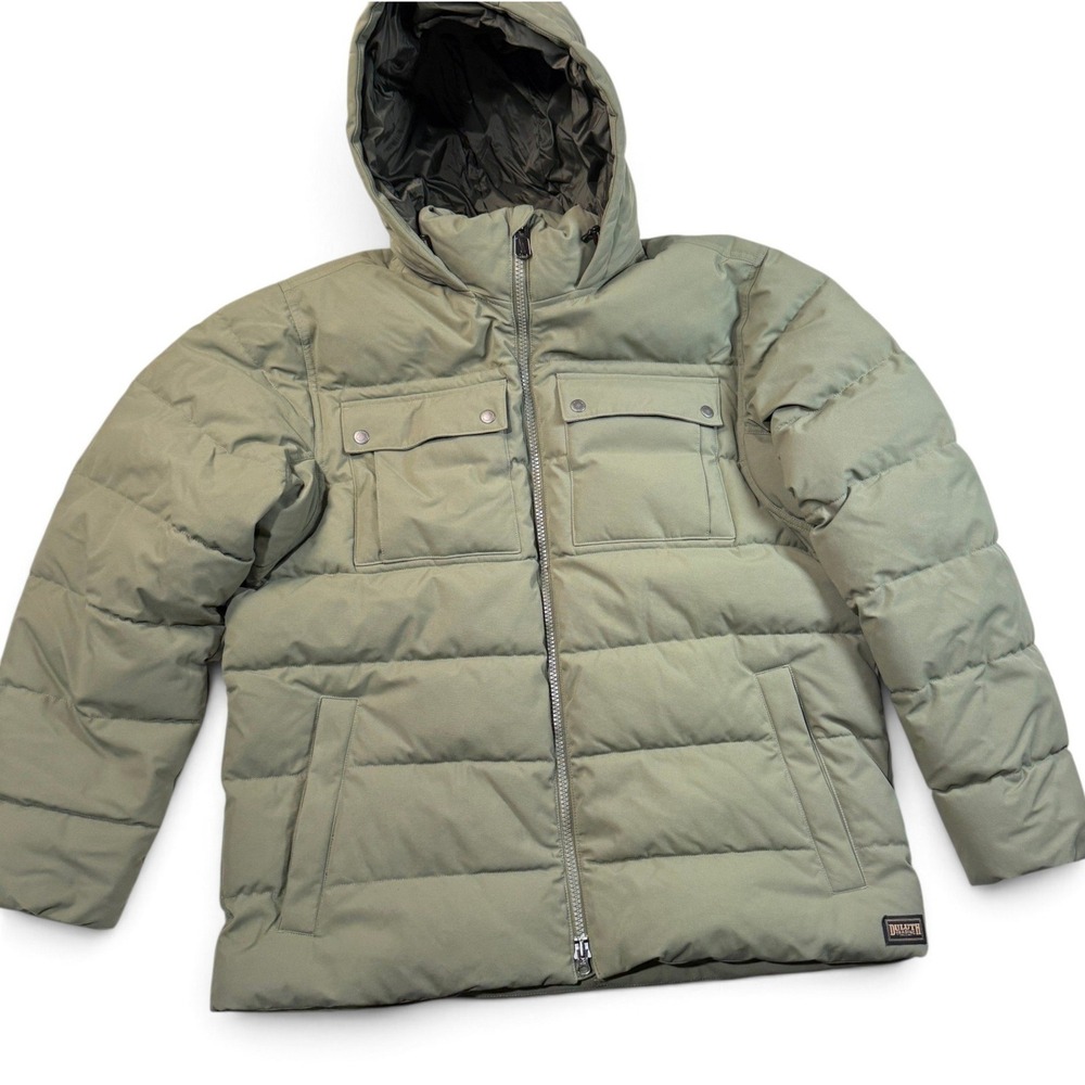 Duluth Trading Insolator Jacket Mens Large Olive Green Hooded Puffer Coat
